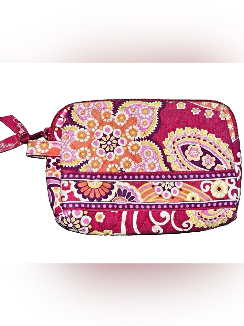 Vintage Y2K Vera Bradley RASPBERRY FIZZ Small Cosmetic Bag Pink Paisley